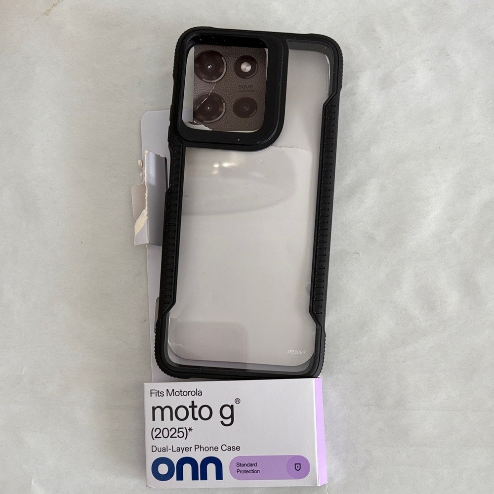 Onn Black Clear Phone Case for Motorola Moto G (2025) standard protection